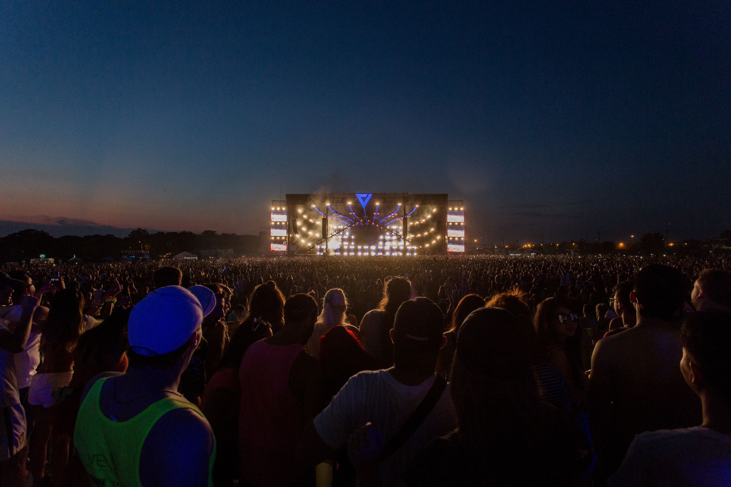 Stage and audience area at an outdoor event